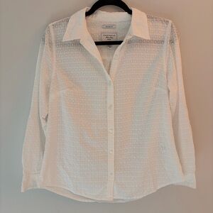Charter Club White Cotton Button Up Shirt Petite 10